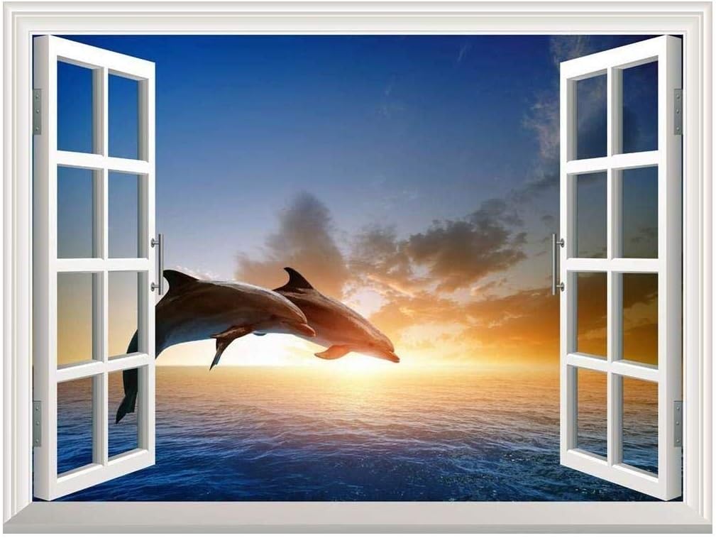 1000ピース 木製のパズル 壁の壁画美しいカップル海の夕日でイルカをジャンプクリエイティブウィンドウビュー家の装飾 壁の装飾 お気に入